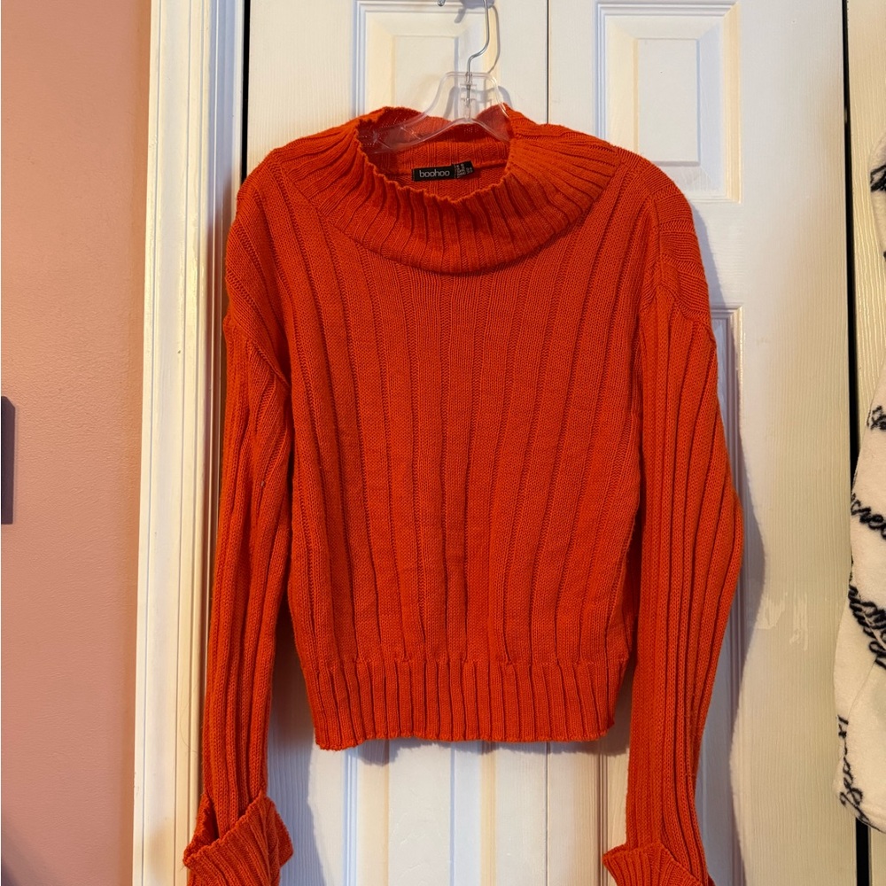 Boohoo Vibrant Cowl Neck Sweater in Orange